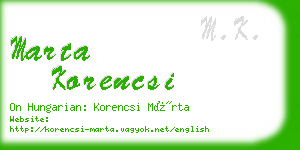 marta korencsi business card